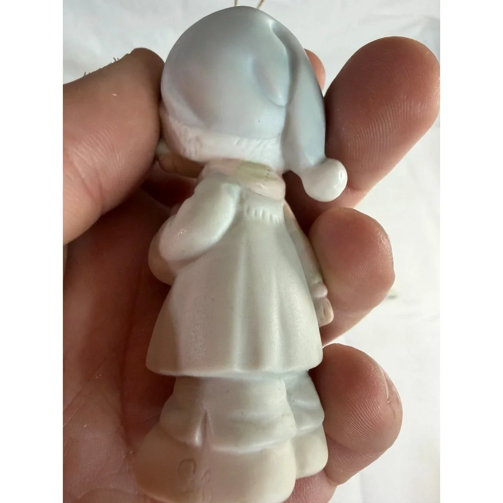 Precious Moments Christmas Ornament Lot of 6 Vintage Porcelain Figurines w Boxes